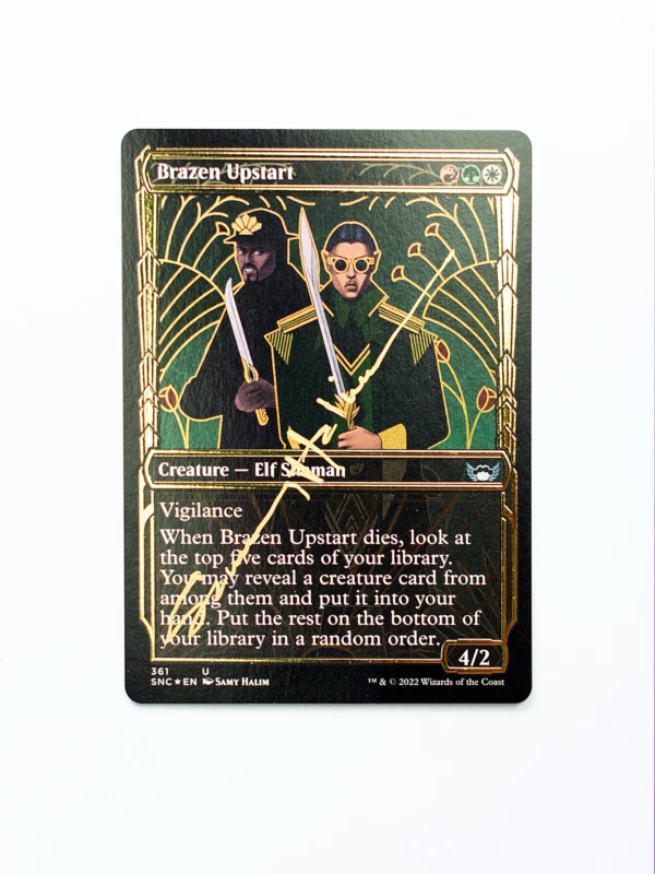 Brazen Upstart – Magic: The Gathering artist proof card hand-signed in gold ink by Samy Halim