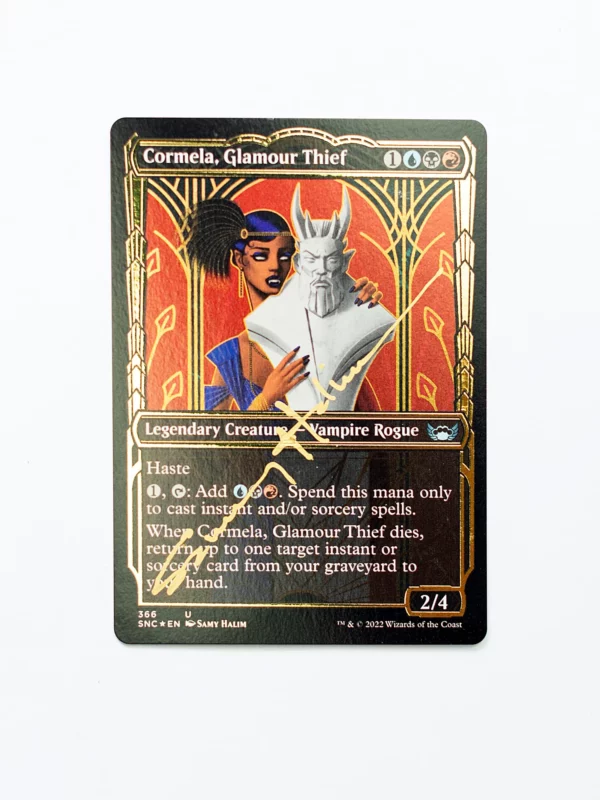 Cormela, Glamour Thief – Magic: The Gathering artist proof card hand-signed in gold ink by Samy Halim