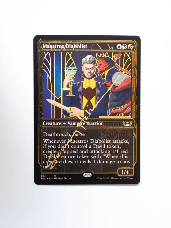 Maestro Diabolist – Magic: The Gathering artist proof card hand-signed in gold ink by Samy Halim